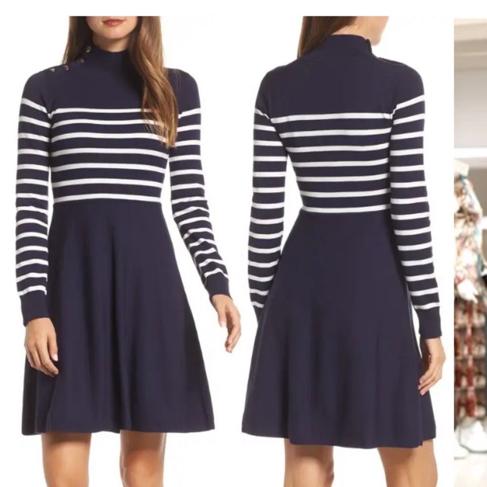 Eliza J turtleneck striped sweater dress M